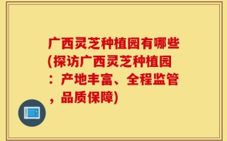 广西灵芝种植园有哪些(探访广西灵芝种植园：产地丰富、全程监管，品质保障)