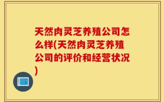 天然肉灵芝养殖公司怎么样(天然肉灵芝养殖公司的评价和经营状况)