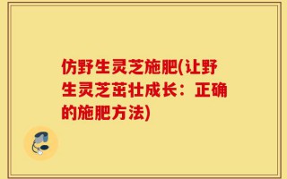 仿野生灵芝施肥(让野生灵芝茁壮成长：正确的施肥方法)