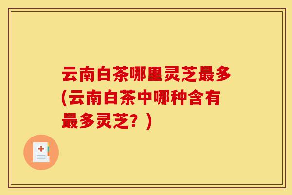 云南白茶哪里灵芝最多(云南白茶中哪种含有最多灵芝?)-第1张图片-灵芝之家 云南白茶哪里灵芝最多(云南白茶中哪种含有最多灵芝?)-第1张图片-灵芝之家