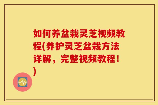 如何养盆栽灵芝视频教程(养护灵芝盆栽方法详解,完整视频教程!)-第1张图片-灵芝之家 如何养盆栽灵芝视频教程(养护灵芝盆栽方法详解,完整视频教程!)-第1张图片-灵芝之家