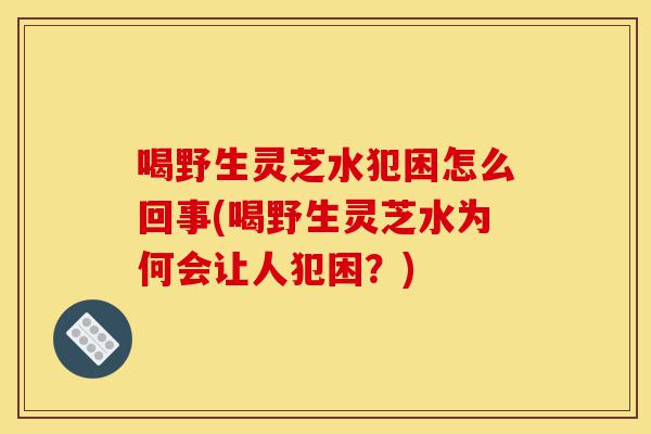 喝野生灵芝水犯困怎么回事(喝野生灵芝水为何会让人犯困?)-第1张图片-灵芝之家 喝野生灵芝水犯困怎么回事(喝野生灵芝水为何会让人犯困?)-第1张图片-灵芝之家