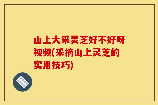 山上大采灵芝好不好呀视频(采摘山上灵芝的实用技巧)-第1张图片-灵芝之家