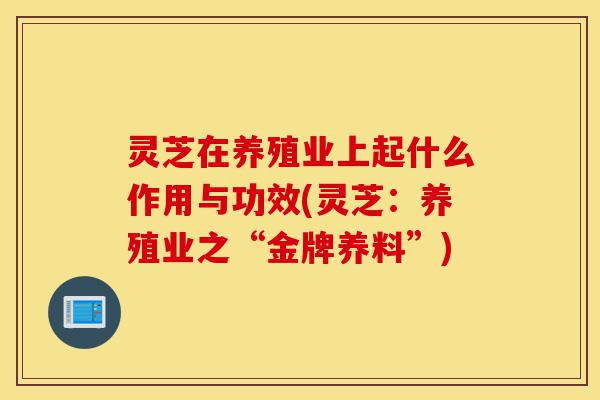 灵芝在养殖业上起什么作用与功效(灵芝:养殖业之“金牌养料”)-第1张图片-灵芝之家 灵芝在养殖业上起什么作用与功效(灵芝:养殖业之“金牌养料”)-第1张图片-灵芝之家