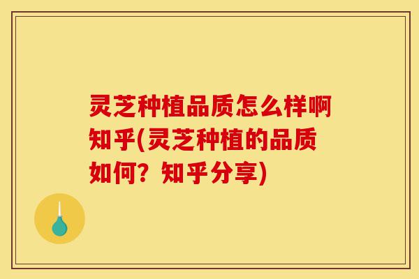 灵芝种植品质怎么样啊知乎(灵芝种植的品质如何?知乎分享)-第1张图片-灵芝之家 灵芝种植品质怎么样啊知乎(灵芝种植的品质如何?知乎分享)-第1张图片-灵芝之家
