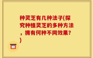 种灵芝有几种法子(探究种植灵芝的多种方法，拥有何种不同效果？)