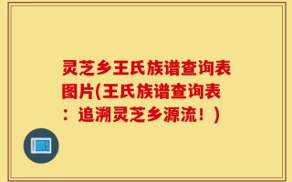 灵芝乡王氏族谱查询表图片(王氏族谱查询表：追溯灵芝乡源流！)