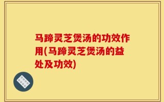 马蹄灵芝煲汤的功效作用(马蹄灵芝煲汤的益处及功效)