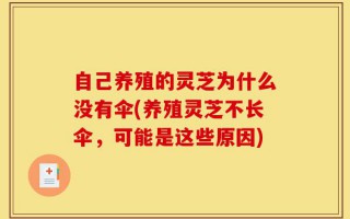 自己养殖的灵芝为什么没有伞(养殖灵芝不长伞，可能是这些原因)