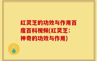 红灵芝的功效与作用百度百科视频(红灵芝：神奇的功效与作用)