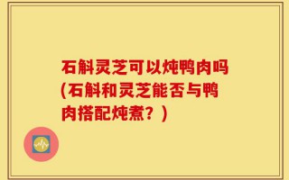 石斛灵芝可以炖鸭肉吗(石斛和灵芝能否与鸭肉搭配炖煮？)
