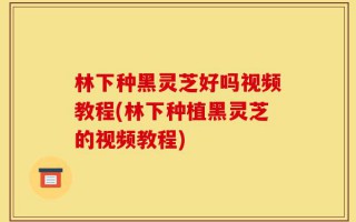 林下种黑灵芝好吗视频教程(林下种植黑灵芝的视频教程)
