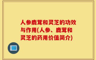 人参鹿茸和灵芝的功效与作用(人参、鹿茸和灵芝的药用价值简介)