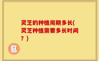 灵芝的种植周期多长(灵芝种植需要多长时间？)