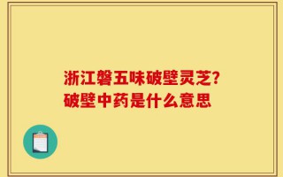浙江磐五味破壁灵芝？破壁中药是什么意思