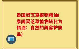 泰国灵芝草植物精油(泰国灵芝草植物转化为精油：自然的美容护肤品)