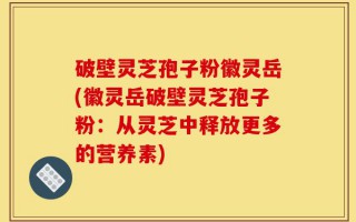 破壁灵芝孢子粉徽灵岳(徽灵岳破壁灵芝孢子粉：从灵芝中释放更多的营养素)