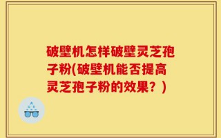 破壁机怎样破壁灵芝孢子粉(破壁机能否提高灵芝孢子粉的效果？)