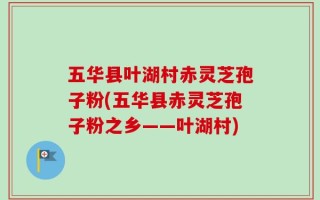 五华县叶湖村赤灵芝孢子粉(五华县赤灵芝孢子粉之乡——叶湖村)