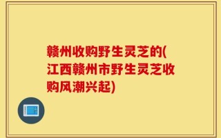 赣州收购野生灵芝的(江西赣州市野生灵芝收购风潮兴起)
