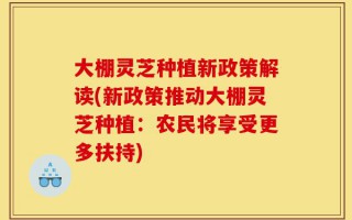大棚灵芝种植新政策解读(新政策推动大棚灵芝种植：农民将享受更多扶持)