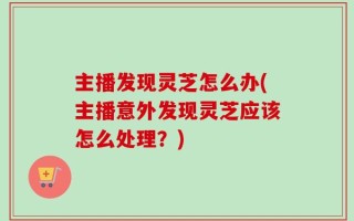 主播发现灵芝怎么办(主播意外发现灵芝应该怎么处理？)