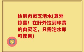 捡到肉灵芝泡水(意外惊喜！在野外捡到珍贵的肉灵芝，只需泡水即可使用)