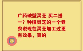 广药破壁灵芝 买二送一？种植灵芝的一个老农说现在灵芝加工过更有效果，真的