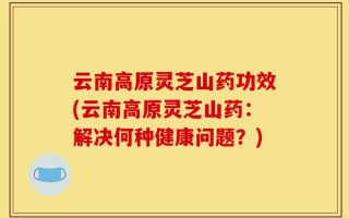 云南高原灵芝山药功效(云南高原灵芝山药：解决何种健康问题？)