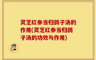 灵芝红参当归鸽子汤的作用(灵芝红参当归鸽子汤的功效与作用)