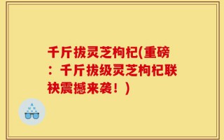 千斤拔灵芝枸杞(重磅：千斤拔级灵芝枸杞联袂震撼来袭！)