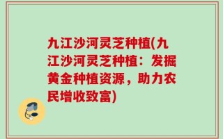 九江沙河灵芝种植(九江沙河灵芝种植：发掘黄金种植资源，助力农民增收致富)