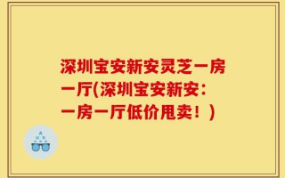 深圳宝安新安灵芝一房一厅(深圳宝安新安：一房一厅低价甩卖！)