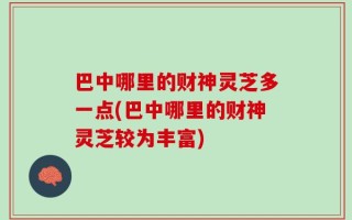 巴中哪里的财神灵芝多一点(巴中哪里的财神灵芝较为丰富)