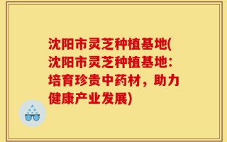 沈阳市灵芝种植基地(沈阳市灵芝种植基地：培育珍贵中药材，助力健康产业发展)