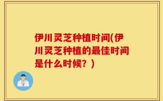伊川灵芝种植时间(伊川灵芝种植的最佳时间是什么时候？)