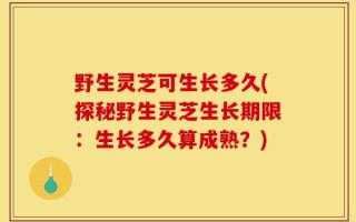 野生灵芝可生长多久(探秘野生灵芝生长期限：生长多久算成熟？)