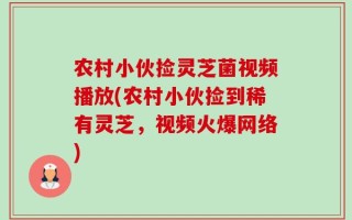 农村小伙捡灵芝菌视频播放(农村小伙捡到稀有灵芝，视频火爆网络)