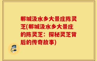 郸城汲水乡大景庄陈灵芝(郸城汲水乡大景庄的陈灵芝：探秘灵芝背后的传奇故事)