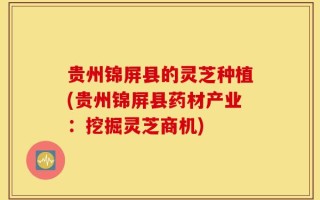 贵州锦屏县的灵芝种植(贵州锦屏县药材产业：挖掘灵芝商机)