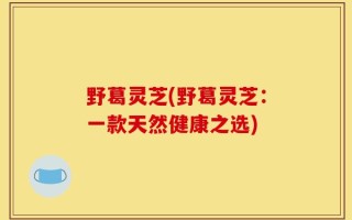 野葛灵芝(野葛灵芝：一款天然健康之选)