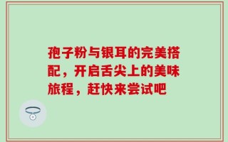 孢子粉与银耳的完美搭配，开启舌尖上的美味旅程，赶快来尝试吧