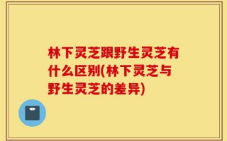 林下灵芝跟野生灵芝有什么区别(林下灵芝与野生灵芝的差异)