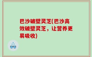 巴沙破壁灵芝(巴沙高效破壁灵芝，让营养更易吸收)