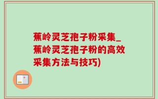 蕉岭灵芝孢子粉采集_蕉岭灵芝孢子粉的高效采集方法与技巧)