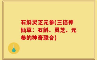 石斛灵芝元参(三倍神仙草：石斛、灵芝、元参的神奇联合)