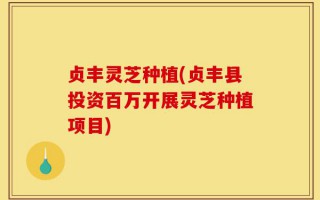 贞丰灵芝种植(贞丰县投资百万开展灵芝种植项目)