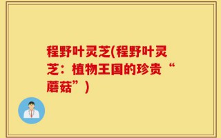 程野叶灵芝(程野叶灵芝：植物王国的珍贵“蘑菇”)