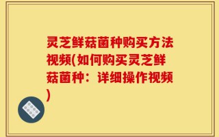 灵芝鲜菇菌种购买方法视频(如何购买灵芝鲜菇菌种：详细操作视频)