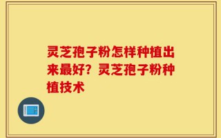 灵芝孢子粉怎样种植出来最好？灵芝孢子粉种植技术